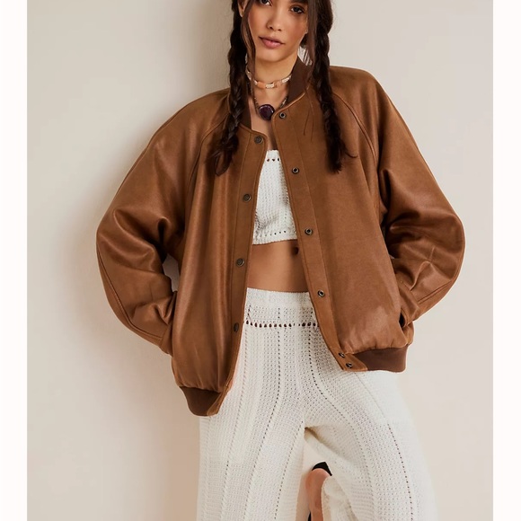 Free People leather jacket bomber - Picture 2 of 4